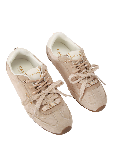 Carvela Tivoli Suede Trainers, Natural Beige - view 2, Natural Beige