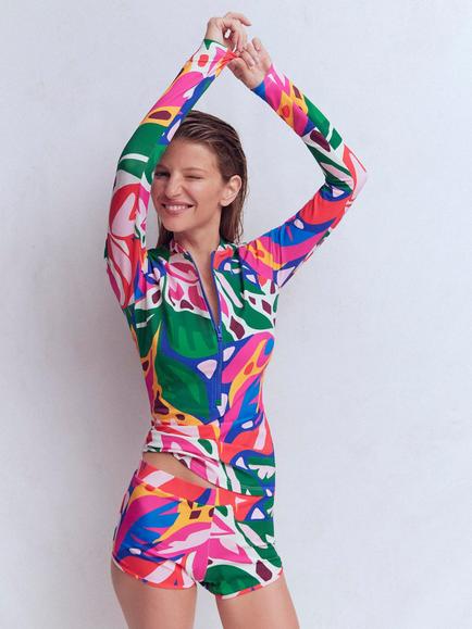 Boden Leafy Cascade Swim Shorts, Multi, Multi
