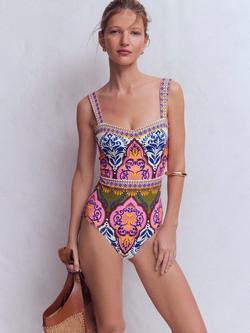 Boden Clean Sweetheart Neck Swimsuit, Multi, Multi