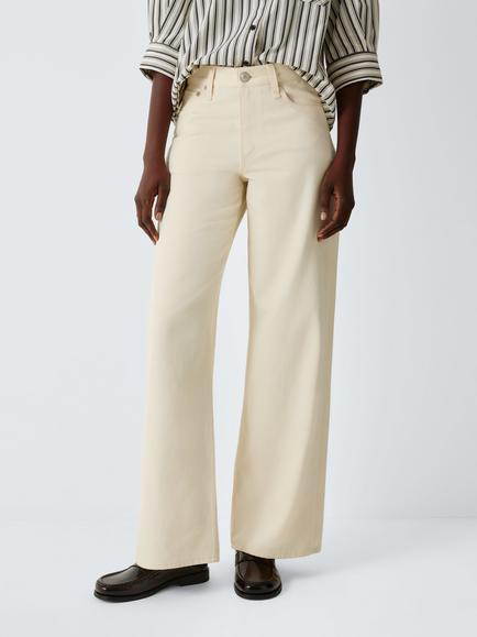 rag & bone Featherweight Denim Wide Leg Jeans, Ecru, Ecru