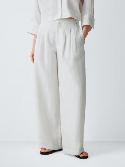 rag & bone Chappel High Rise Tailored Linen Trousers, White, White