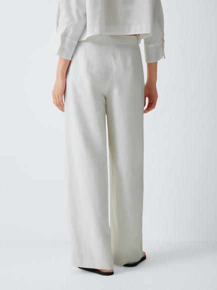 rag & bone Chappel High Rise Tailored Linen Trousers, White - view 2, White