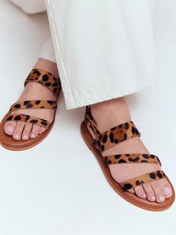Boden Asymmetric Leather Footbed Sandals, Leopard - view 2, Leopard