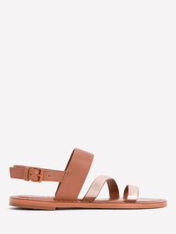Boden Asymmetric Leather Footbed Sandals, Tan/Gold, Tan/Gold
