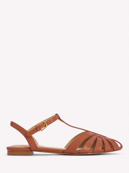 Boden Leather Caged Flat Sandals, Brown