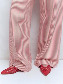 Boden High Cut Woven Leather Slingback Flats, Red Weave - view 2, Red Weave