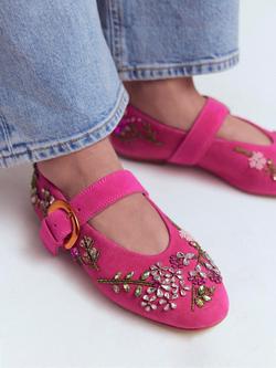 Boden Kylie Floral Gems Mary Janes, Embellished Pink - view 2, Embellished Pink
