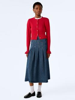 OMNES Sylvie Round Neck Cardigan, Red