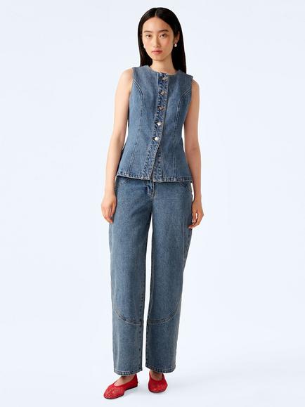 OMNES Zola Barrel Leg Jeans, Light Wash, Light Wash