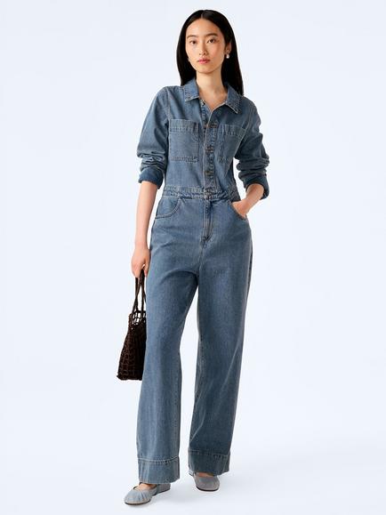 OMNES Diya Denim Jumpsuit, Light Blue, Light Blue