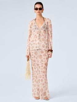 OMNES Marla Shell Chiffon Top, Beige, Beige