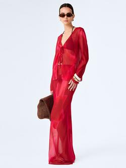 OMNES Marla Chiffon Top, Red/Pink, Red/Pink