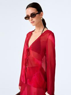 OMNES Marla Chiffon Top, Red/Pink - view 2, Red/Pink