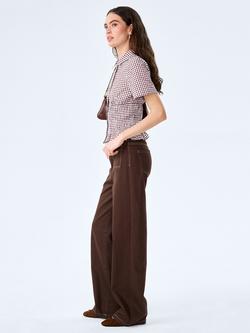 OMNES Merida Shirred Waist Shirt - view 2, Chocolate/Cream