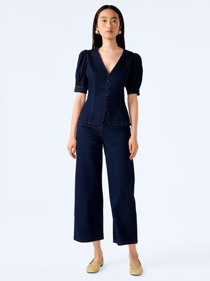 OMNES Paighton Denim Blouse, Indigo, Indigo