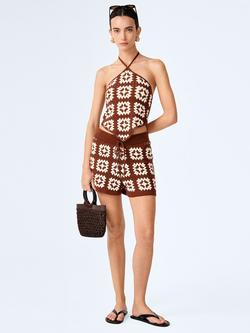 OMNES Marisol Crochet Shorts, Brown/Cream, Brown/Cream