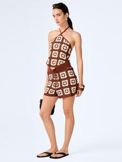 OMNES Marisol Crochet Shorts, Brown/Cream - view 2, Brown/Cream