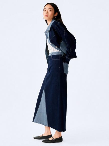 OMNES Benson Denim Skirt, Indigo/Bleach - view 2, Indigo/Bleach