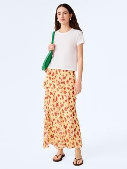 OMNES Darline Chiffon Tomato Print Midi Skirt, Multi, Multi