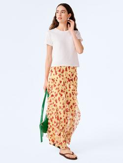 OMNES Darline Chiffon Tomato Print Midi Skirt, Multi - view 2, Multi