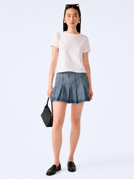 OMNES Echo Denim Mini Skirt, Light Blue, Light Blue
