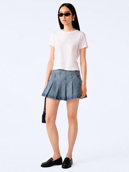 OMNES Echo Denim Mini Skirt, Light Blue - view 2, Light Blue