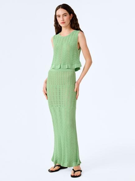 OMNES Montana Crochet Maxi Skirt, Green - view 2, Green