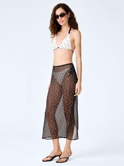 OMNES Sumba Polka Dot Sheer Mesh Skirt, Black Polka Dot - view 2, Black Polka Dot