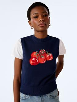 OMNES Bob Cotton Tomato Print Vest, Navy/Multi, Navy/Multi