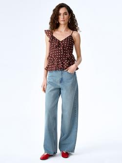 OMNES Francie Starburst Ruffle Top, Chocolate, Chocolate