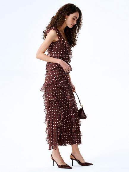 OMNES Francie Starburst Ruffle Top, Chocolate - view 2, Chocolate