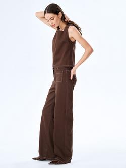 OMNES Kiri Square Neck Denim Top, Chocolate - view 2, Chocolate