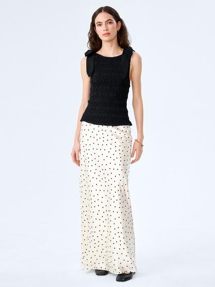 OMNES Mathilde Shirred Top, Black, Black