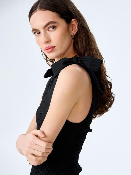 OMNES Mathilde Shirred Top, Black - view 2, Black