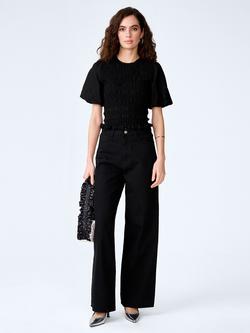 OMNES Nicolla Linen Rich Shirred Top, Black