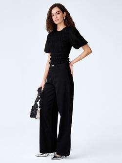 OMNES Nicolla Linen Rich Shirred Top - view 2, Black