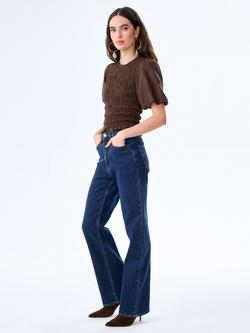 OMNES Nicolla Linen Rich Shirred Top - view 2, Chocolate