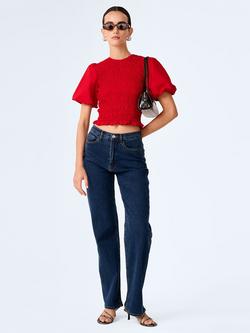 OMNES Nicolla Shirred Top, Barbados Cherry, Barbados Cherry