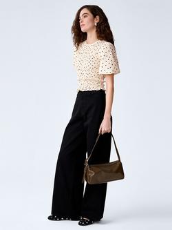 OMNES Nicolla Polka Dot Shirred Top, White - view 2, White