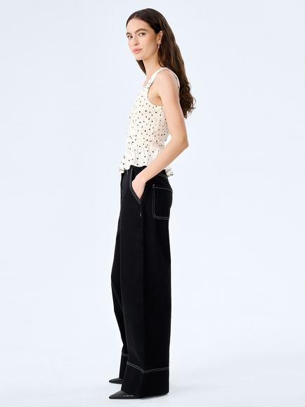 OMNES Rain Polka Dot Satin Top, White - view 2, White