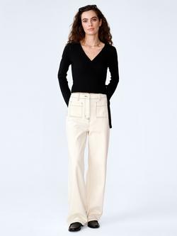 OMNES Soleil Crochet Wrap Top, Black, Black