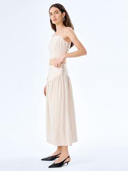 OMNES Trisha Pinstripe Linen Rich Top, Cream/Black - view 2, Cream/Black