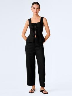 OMNES Anderson Linen Blend Trousers, Black, Black