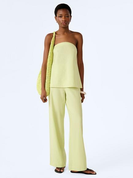 OMNES Birch Linen Blend Trousers, Lime Green, Lime Green