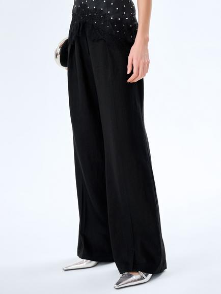 OMNES Pearl Linen Rich Tailored Trousers - view 2, Black