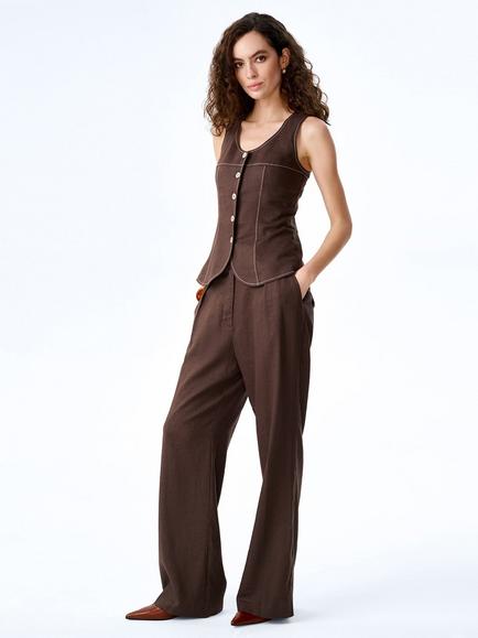OMNES Austen Waistcoat, Chocolate - view 2, Chocolate