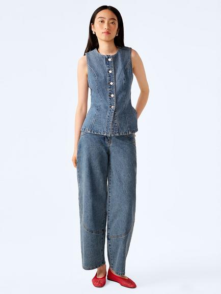 OMNES Inez Denim Waistcoat, Light Blue, Light Blue