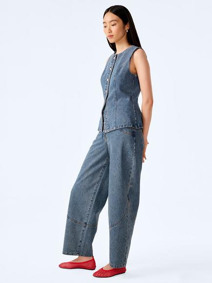OMNES Inez Denim Waistcoat, Light Blue - view 2, Light Blue