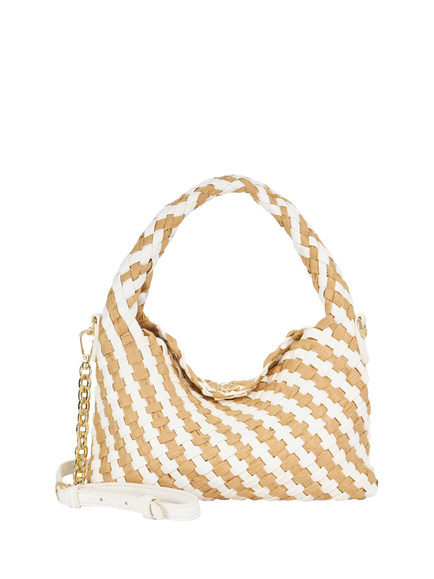 Dune London Dinkydeliberate Woven Shoulder Bag, White/Beige, White/Beige
