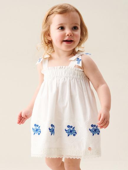 Angel & Rocket Kids' Sleeveless Embroidered Scalloped Dress, White, White